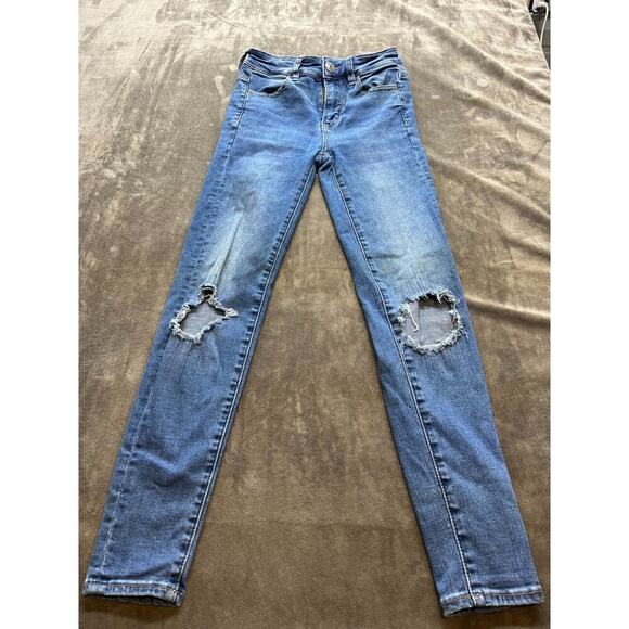 American Eagle Next Level Flex Jeggings Womens Size 2 Blue‎ Skinny Straight - Picture 1 of 7